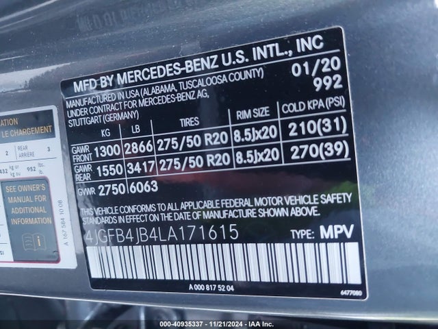 4JGFB4JB4LA171615 Mercedes-Benz GLE 350