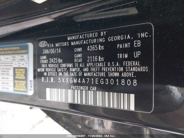 KIA Optima Lx 2014 5XXGM4A71EG301808 Image 9