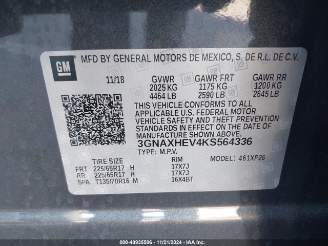 Chevrolet EQUINOX LS 2019 3GNAXHEV4KS564336 Image 9
