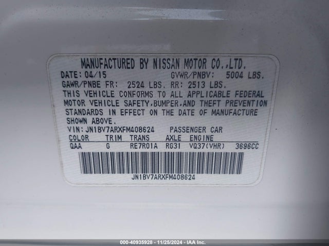 Infiniti Q50 2015 JN1BV7ARXFM408624 Image 9