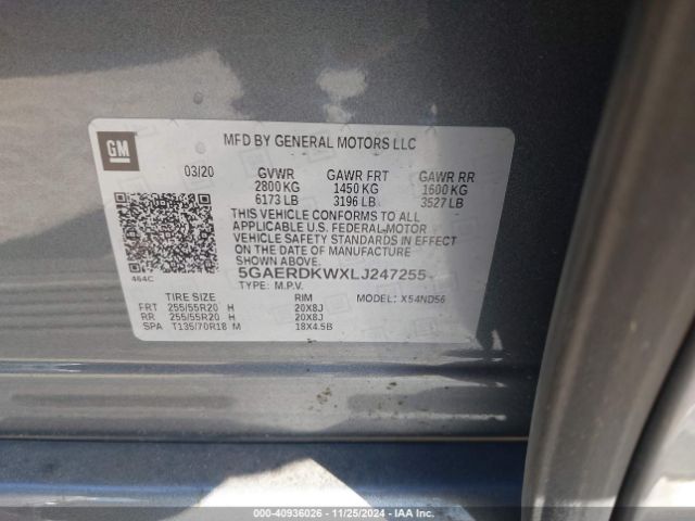 5GAERDKWXLJ247255 Buick Enclave Fwd Avenir