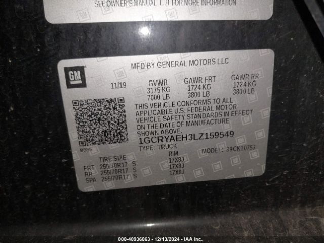 1GCRYAEH3LZ159549 Chevrolet Silverado 1500 4wd  Standard Bed Wt