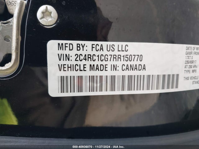 2C4RC1CG7RR150770 Chrysler Voyager Lx
