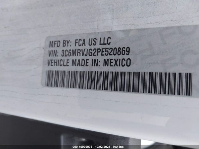 3C6MRVJG2PE520869 RAM Promaster 3500 Cargo Van High Roof 159 Wb Ext