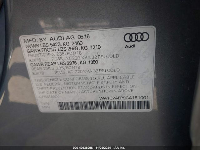 2016 AUDI Q5 WA1C2AFP9GA151001 Photo 8