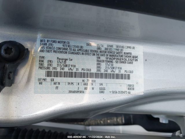 1FADP3N2XGL332728 Ford Focus Titanium