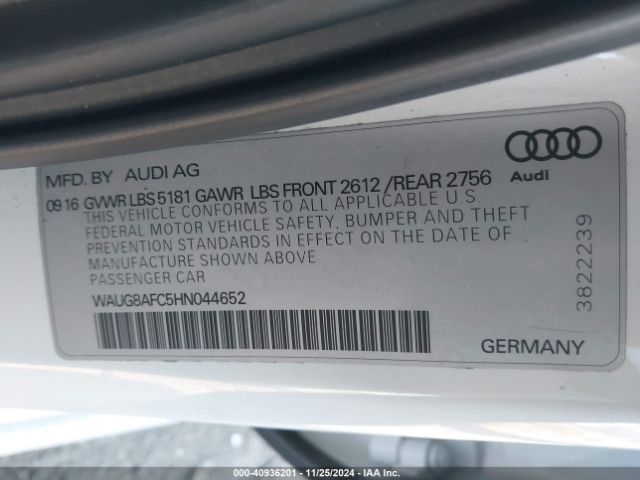 WAUG8AFC5HN044652 Audi A6 2.0t Premium