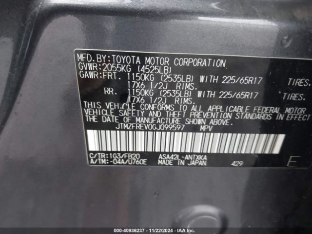 JTMZFREV0GJ099597 Toyota RAV4 LE