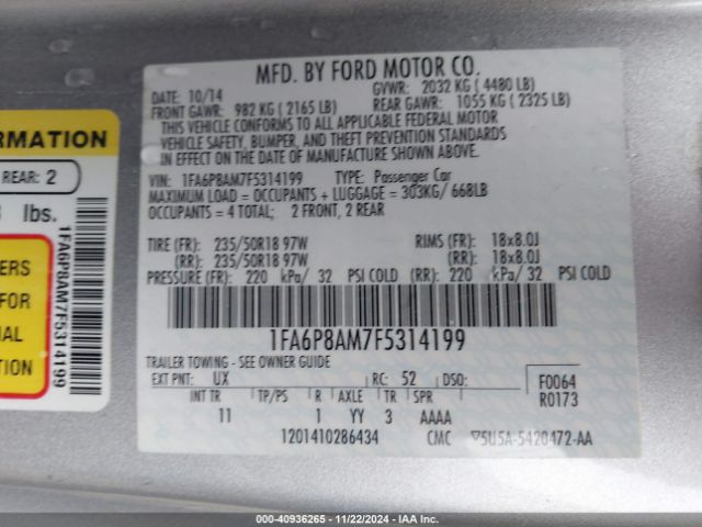 1FA6P8AM7F5314199 Ford Mustang V6