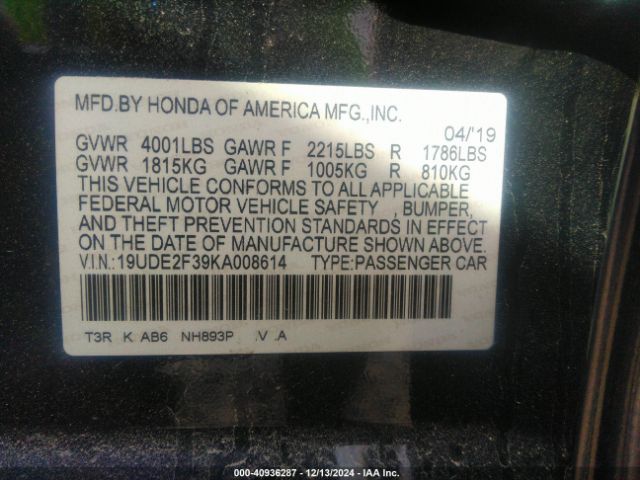 19UDE2F39KA008614 Acura Ilx Standard