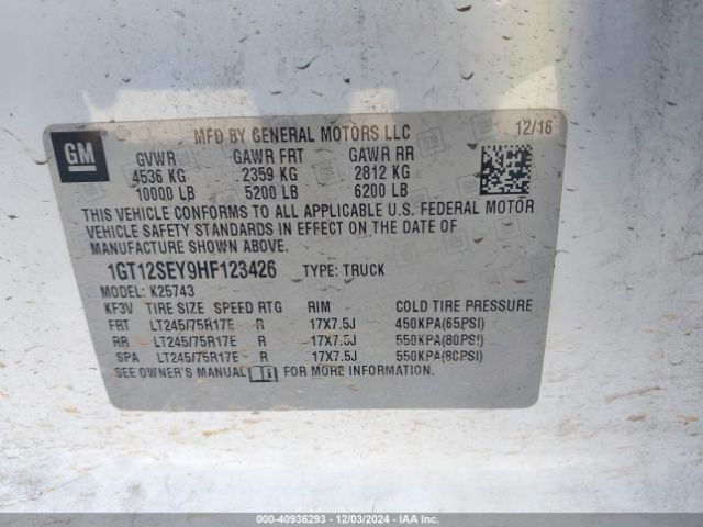 1GT12SEY9HF123426 GMC Sierra 2500hd Sle