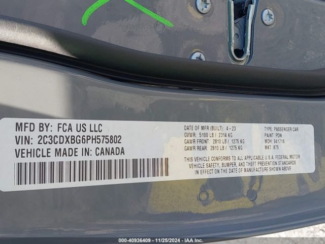 2C3CDXBG6PH575802 Dodge Charger Sxt
