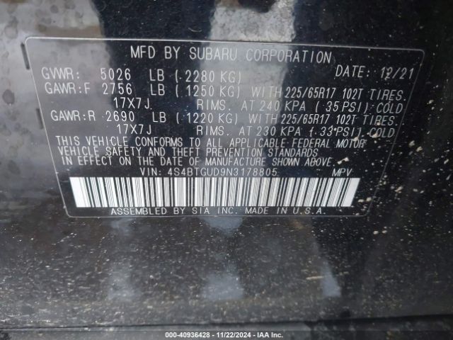 4S4BTGUD9N3178805 Subaru Outback Wilderness