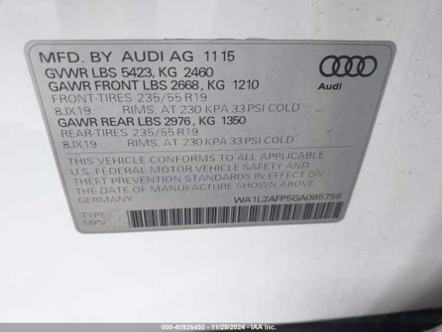 WA1L2AFP5GA085756 Audi Q5 2.0t Premium