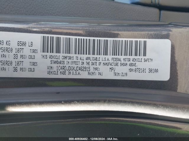 1C4RDJDGXJC462915 Dodge Durango Gt Awd