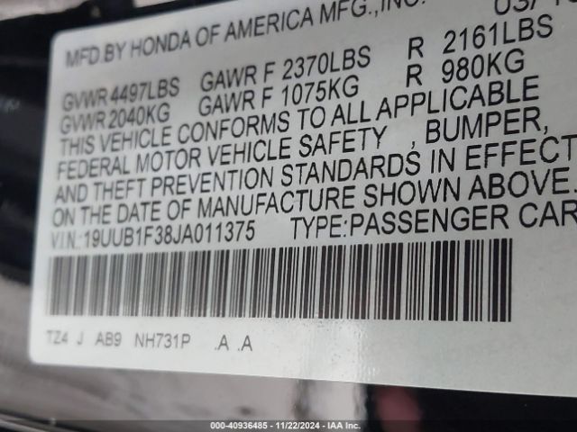 19UUB1F38JA011375 Acura TLX
