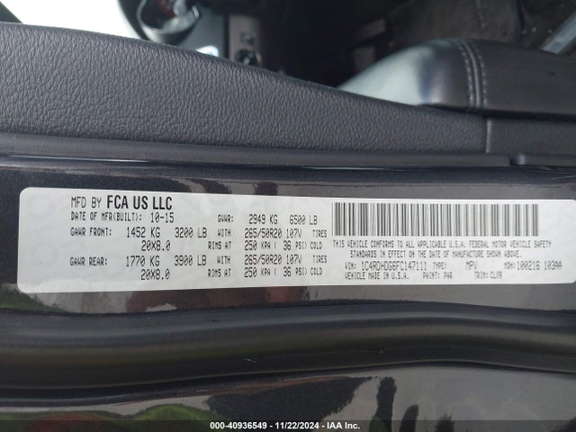 Dodge DURANGO LIMITED 2015 1C4RDHDG6FC147111 Image 9