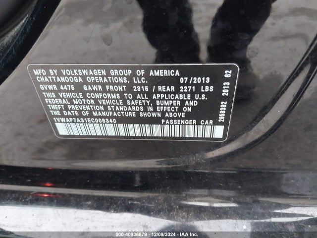 1VWAP7A31EC008340 Volkswagen Passat 2.5l Wolfsburg Edition