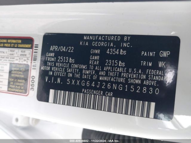 5XXG64J26NG152830 KIA K5 Gt-line