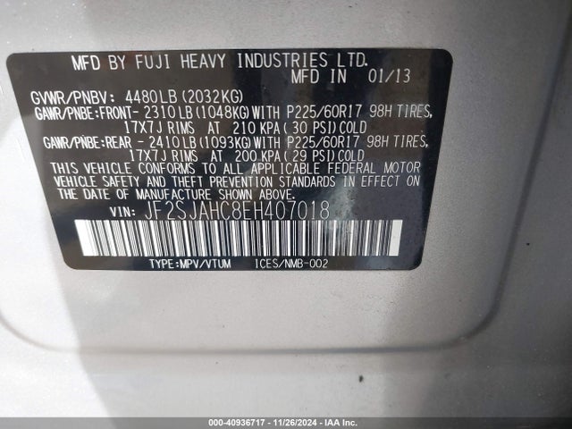 JF2SJAHC8EH407018 Subaru Forester 2.5i Limited