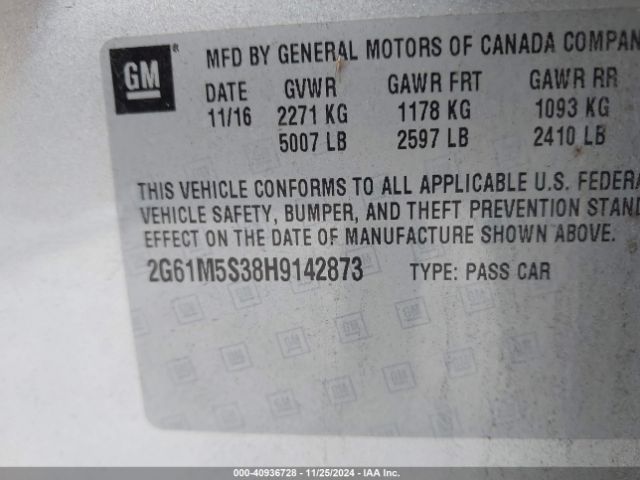 2G61M5S38H9142873 Cadillac XTS LUXURY