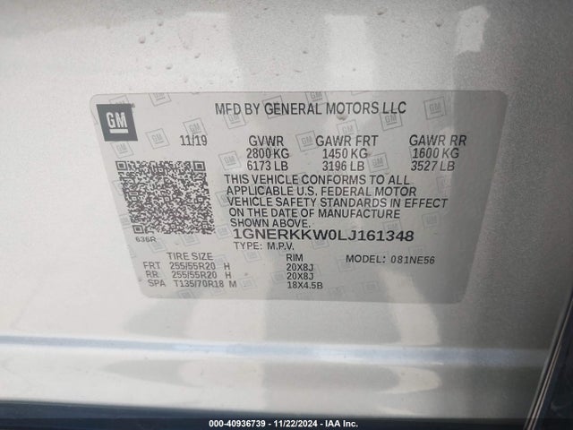 Chevrolet Traverse Fwd Premier 2020 1GNERKKW0LJ161348 Image 9