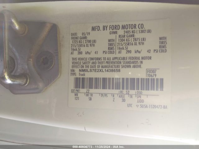 NM0LS7E2XL1438658 Ford Transit Connect Xl Cargo Van