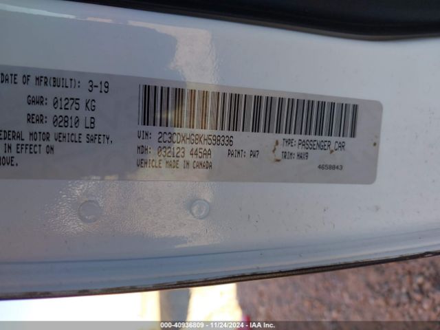 2C3CDXHG8KH598336 Dodge Charger Gt Rwd