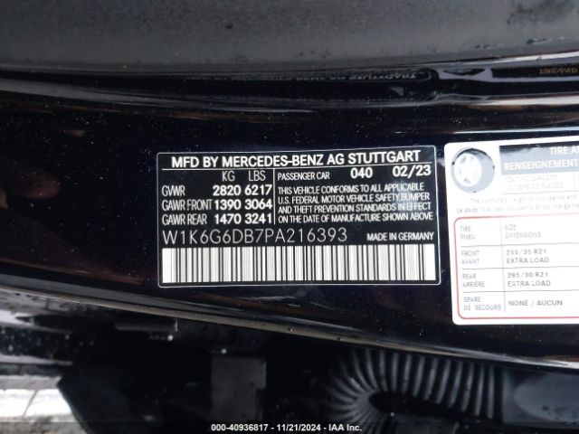 W1K6G6DB7PA216393 Mercedes-Benz S 500 4matic