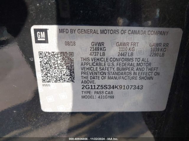 2G11Z5S34K9107343 Chevrolet IMPALA LT