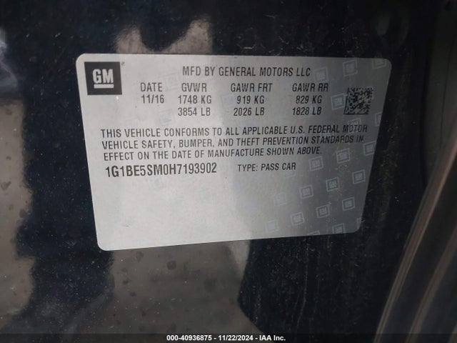 Chevrolet Cruze Lt Auto 2017 1G1BE5SM0H7193902 Image 9