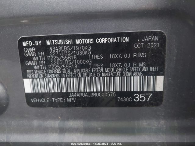 JA4ARUAU9NU000575 Mitsubishi Outlander Sport 2.0 Se