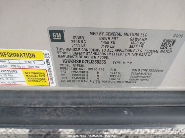 1GKKRSKD7GJ268255 GMC Acadia Slt-2