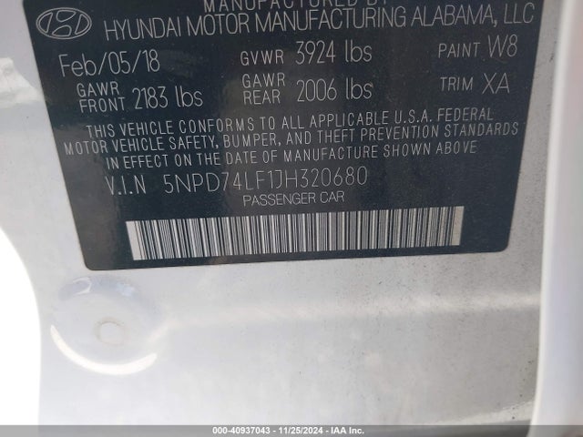Hyundai ELANTRA SE 2018 5NPD74LF1JH320680 Image 9
