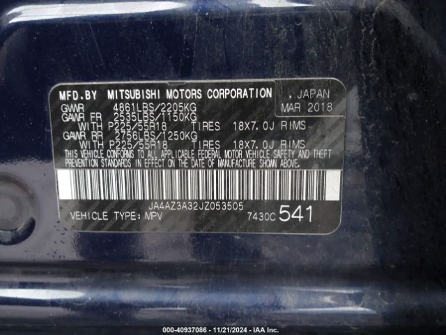 2018 MITSUBISHI OUTLANDER JA4AZ3A32JZ053505 Photo 8