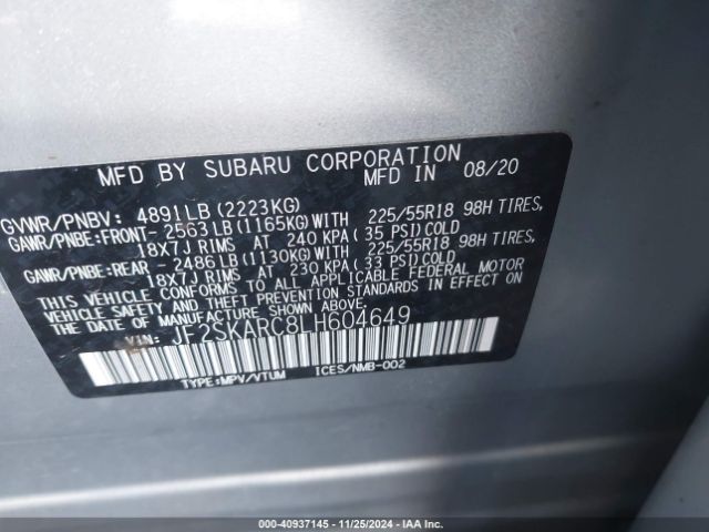 JF2SKARC8LH604649 Subaru Forester Sport