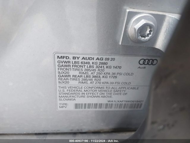 WA1LXAF75MD015427 Audi Q7 Premium Plus 55 Tfsi Quattro Tiptronic