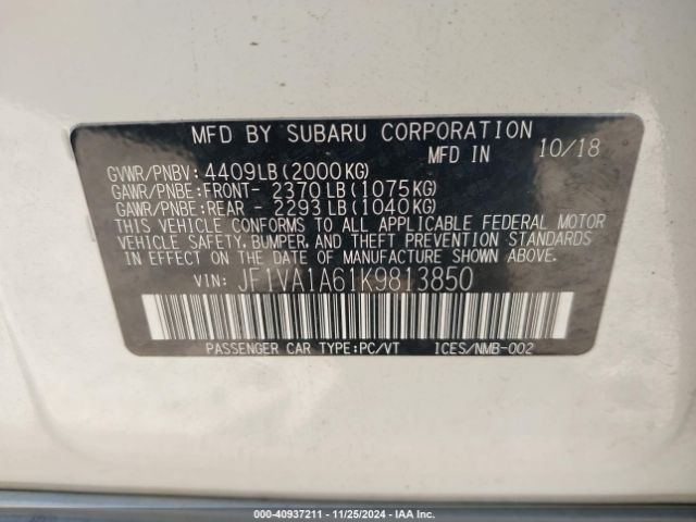JF1VA1A61K9813850 Subaru WRX