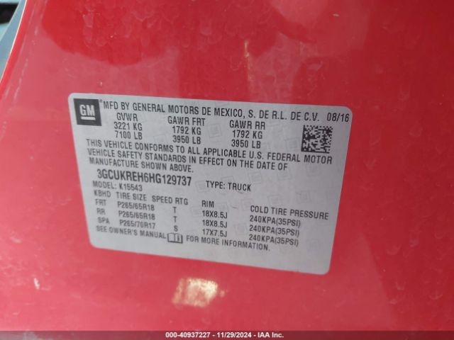 3GCUKREH6HG129737 Chevrolet lv3 - gen 5, sidi, vvt: variable valve timing, e85 max, alum
