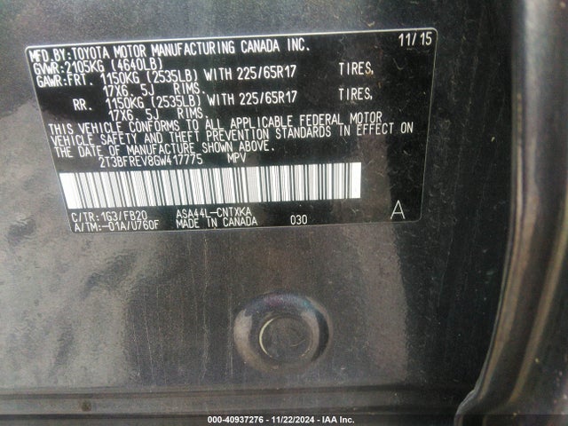 Toyota RAV4 LE 2016 2T3BFREV8GW417775 Image 9