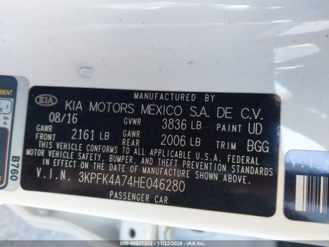 3KPFK4A74HE046280 KIA FORTE LX