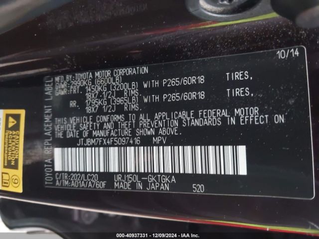 JTJBM7FX4F5097416 Lexus 460