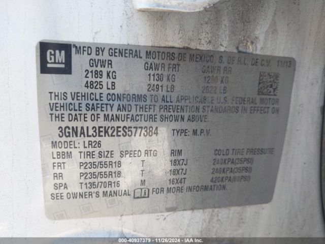 3GNAL3EK2ES577384 Chevrolet Captiva Sport Lt