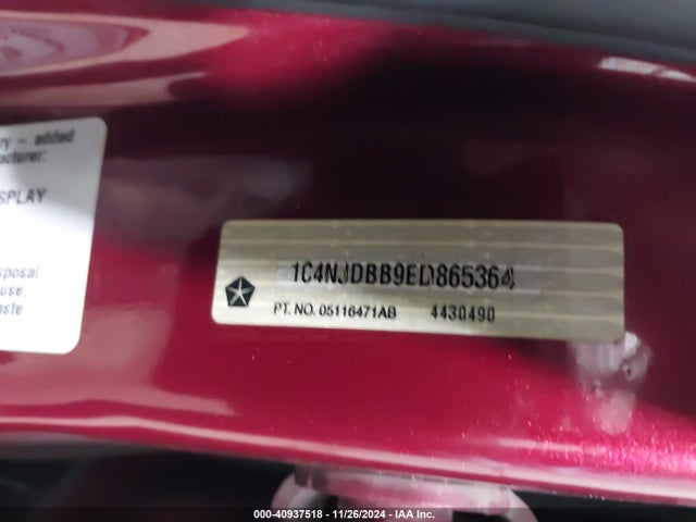 Jeep Compass Sport 2014 1C4NJDBB9ED865364 Image 9