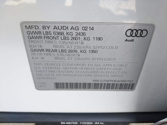 Audi Q5 2.0t Premium 2014 WA1LFAFP0EA088792 Image 9