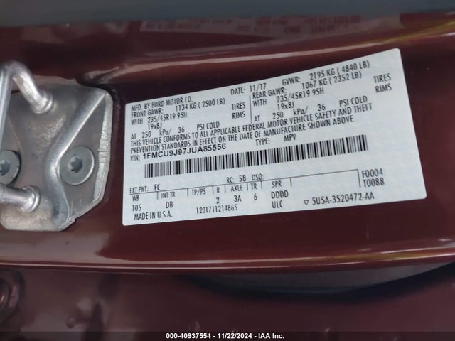 Ford Escape Titanium 2018 1FMCU9J97JUA85556 Image 9