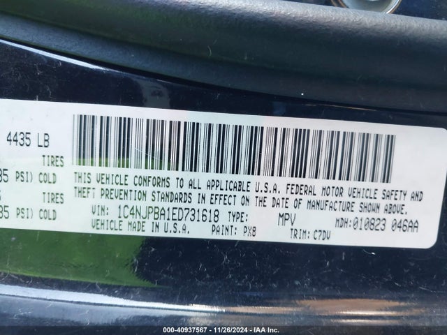 1C4NJPBA1ED731618 Jeep Patriot Sport