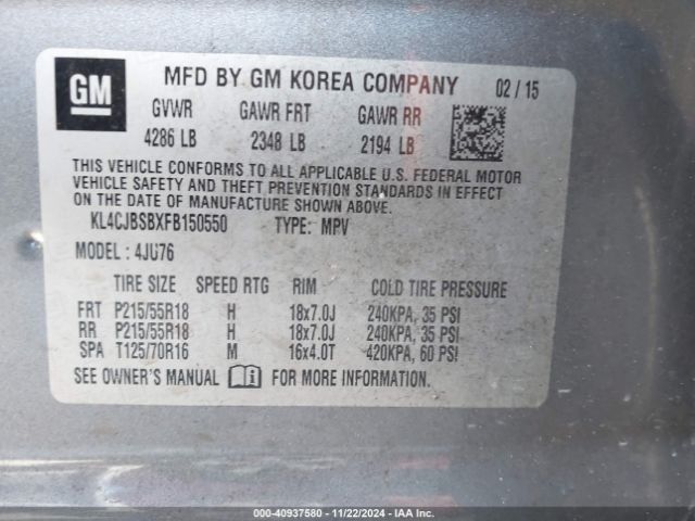 KL4CJBSBXFB150550 Buick Encore Convenience