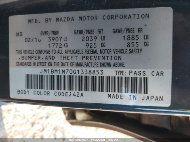 JM1BM1M70G1338853 Mazda Mazda3 I Touring