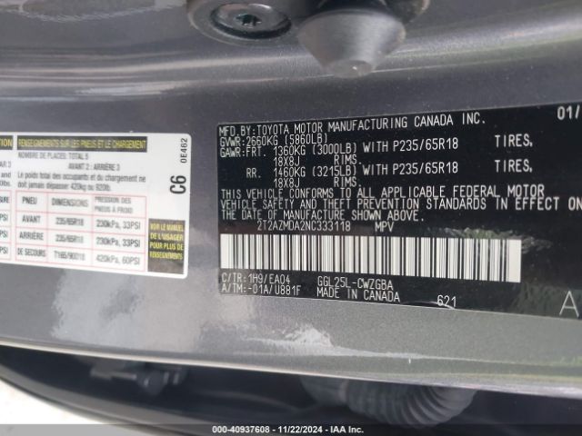 2T2AZMDA2NC333118 Lexus RX 350